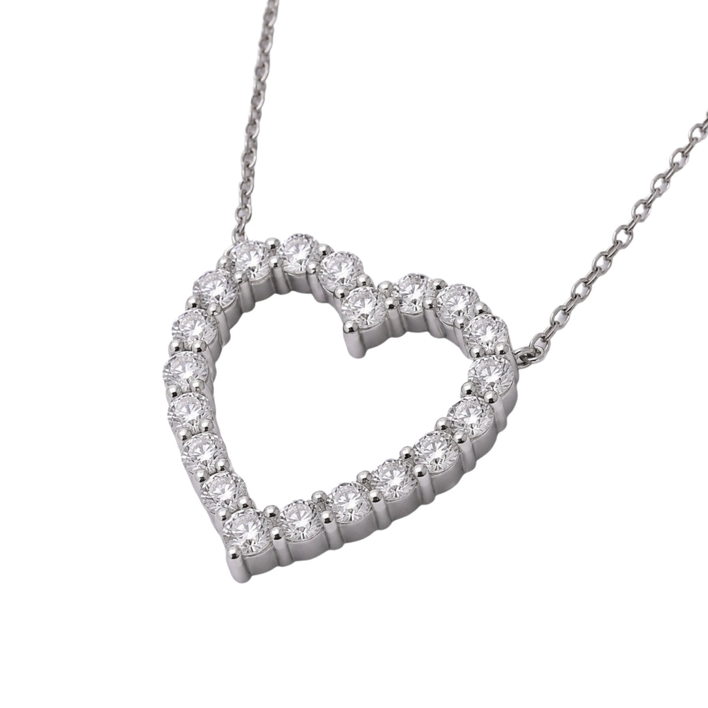 Diamonair Lab Grown Diamond (F/VS+) 2.00 carat Round cut Sterling Silver Heart Pendant - Sterling Silver | Gold over Silver