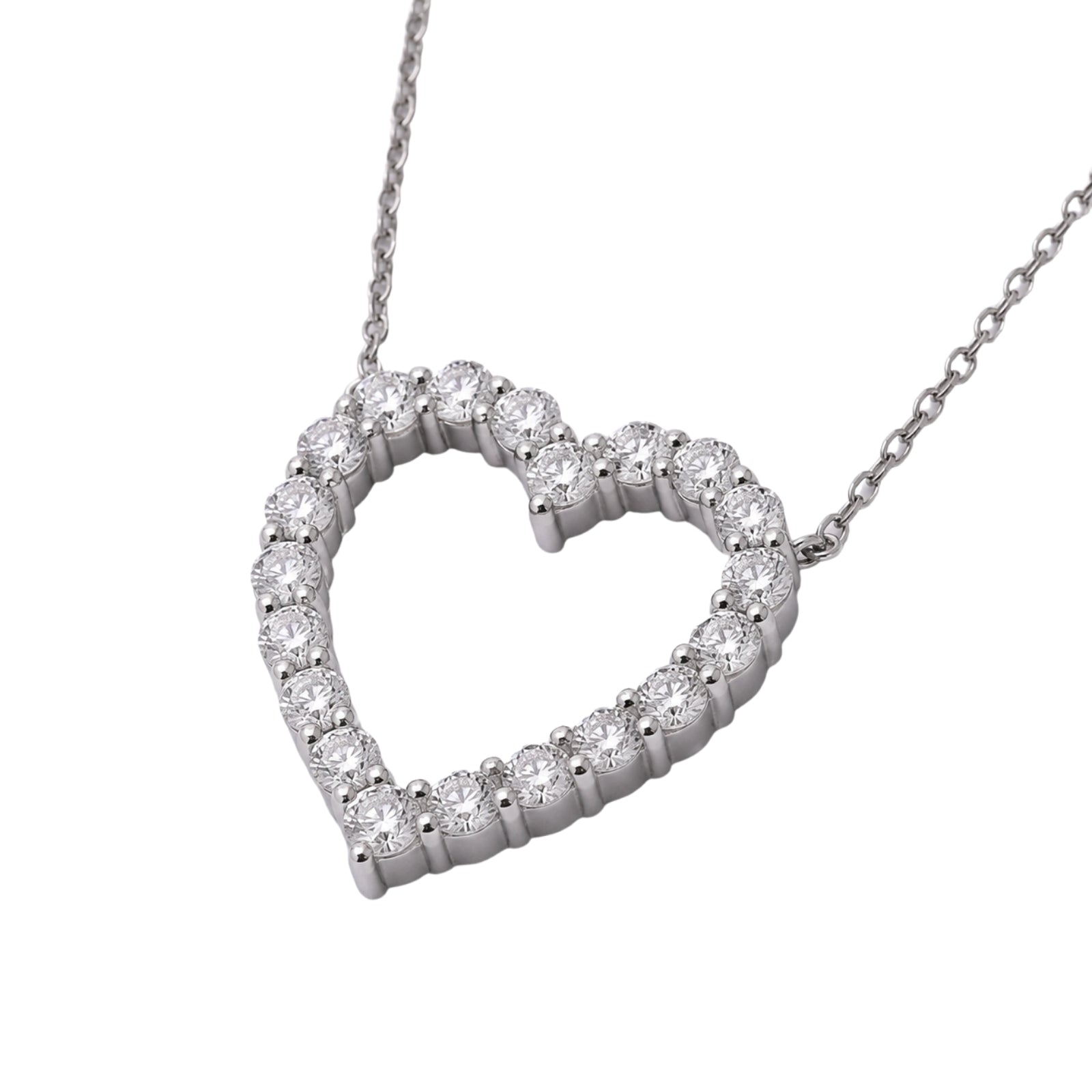 Diamonair Lab Grown Diamond (F/VS+) 2.00 carat Round cut Sterling Silver Heart Pendant - Sterling Silver | Gold over Silver