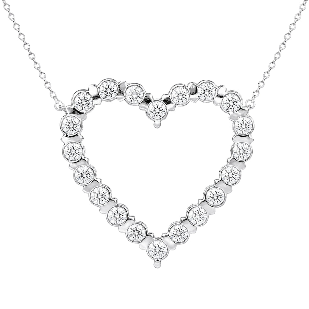 Diamonair Lab Grown Diamond (F/VS+) 2.00 carat Round cut Sterling Silver Heart Pendant - Sterling Silver | Gold over Silver