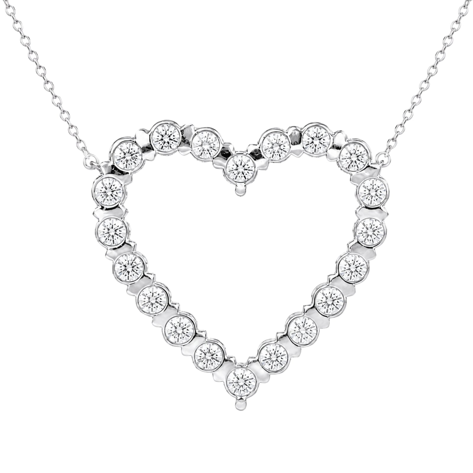 Diamonair Lab Grown Diamond (F/VS+) 2.00 carat Round cut Sterling Silver Heart Pendant - Sterling Silver | Gold over Silver