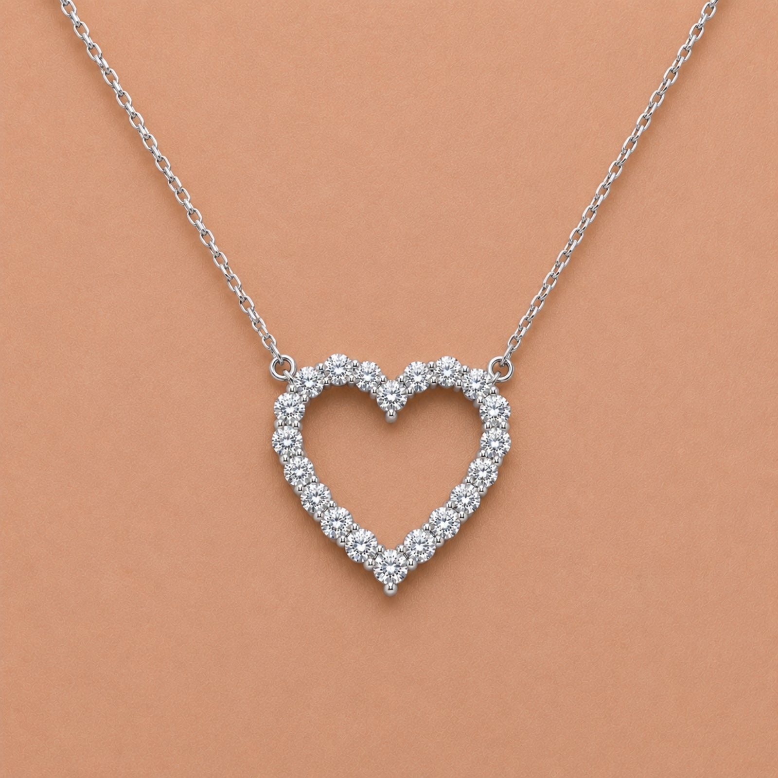 Diamonair Lab Grown Diamond (F/VS+) 2.00 carat Round cut Sterling Silver Heart Pendant - Sterling Silver | Gold over Silver