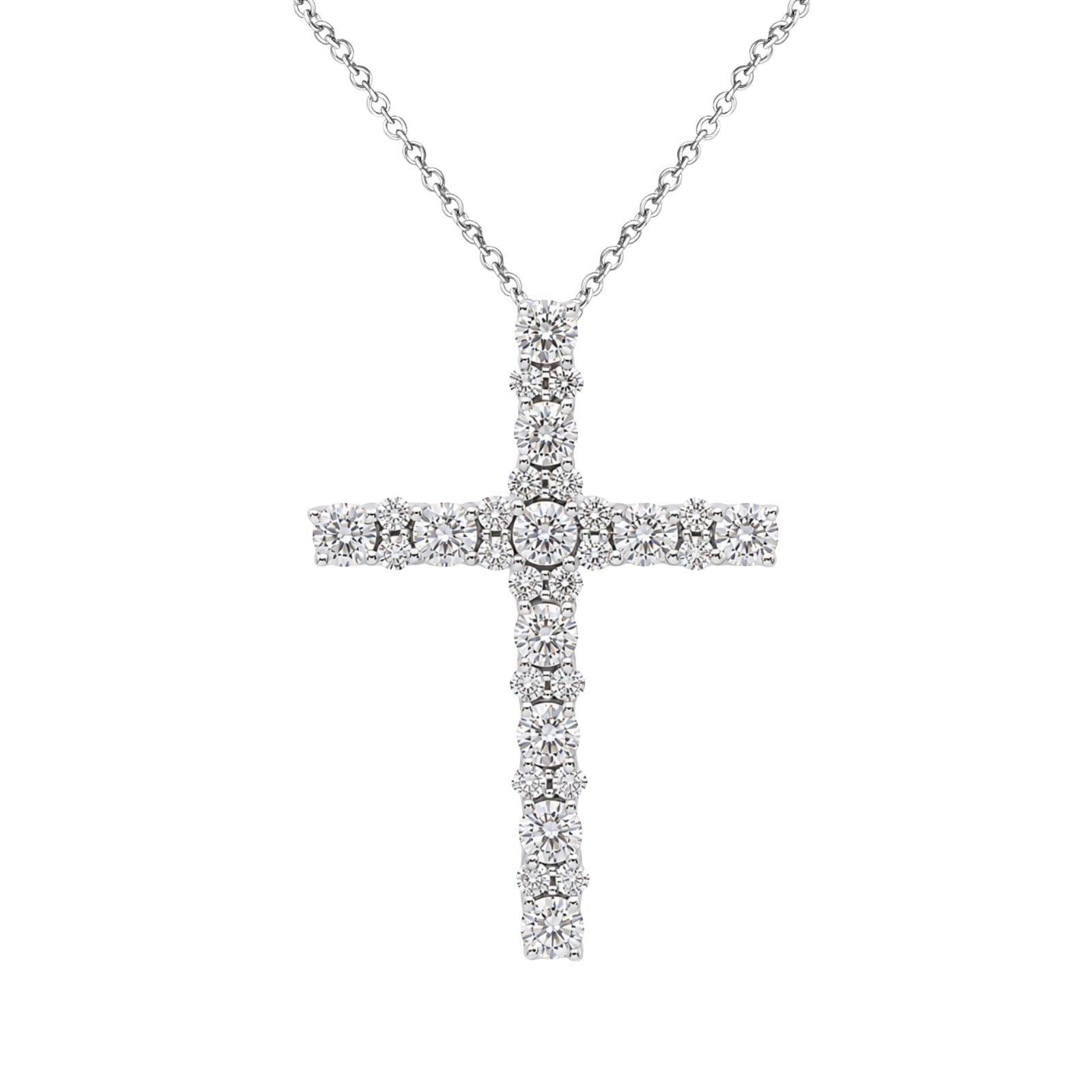 Diamonair Lab Grown Diamond (F/VS+) 2.00 carat Round cut Sterling Silver Cross Pendant - Sterling Silver | Gold over Silver