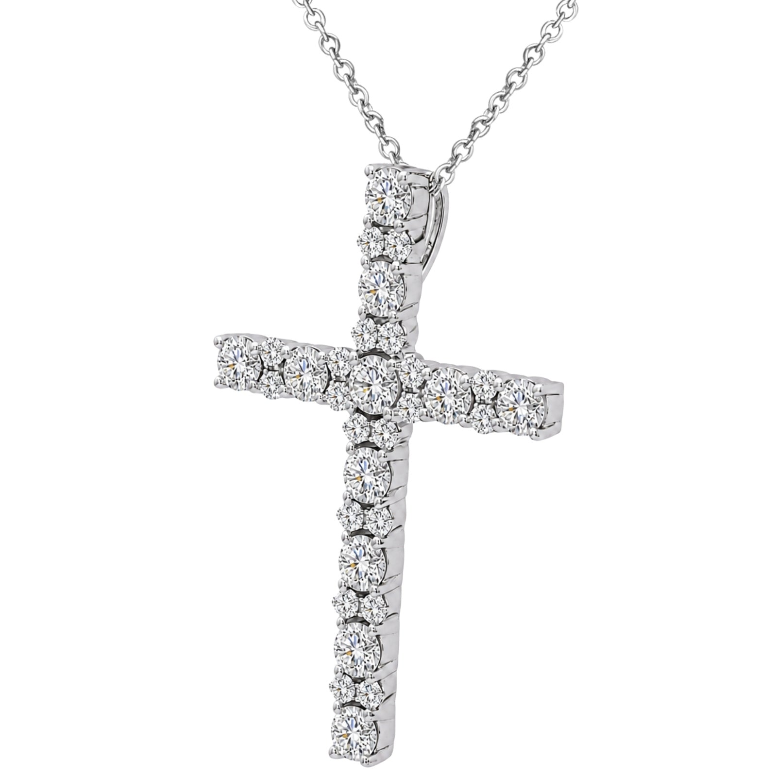 Diamonair Lab Grown Diamond (F/VS+) 2.00 carat Round cut Sterling Silver Cross Pendant - Sterling Silver | Gold over Silver