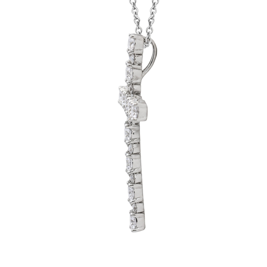 Diamonair Lab Grown Diamond (F/VS+) 2.00 carat Round cut Sterling Silver Cross Pendant - Sterling Silver | Gold over Silver