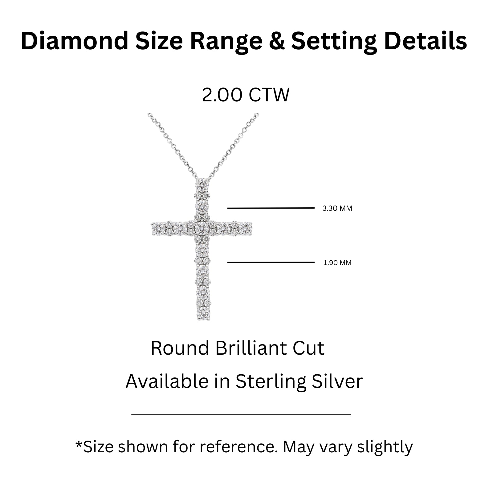 Diamonair Lab Grown Diamond (F/VS+) 2.00 carat Round cut Sterling Silver Cross Pendant - Sterling Silver | Gold over Silver