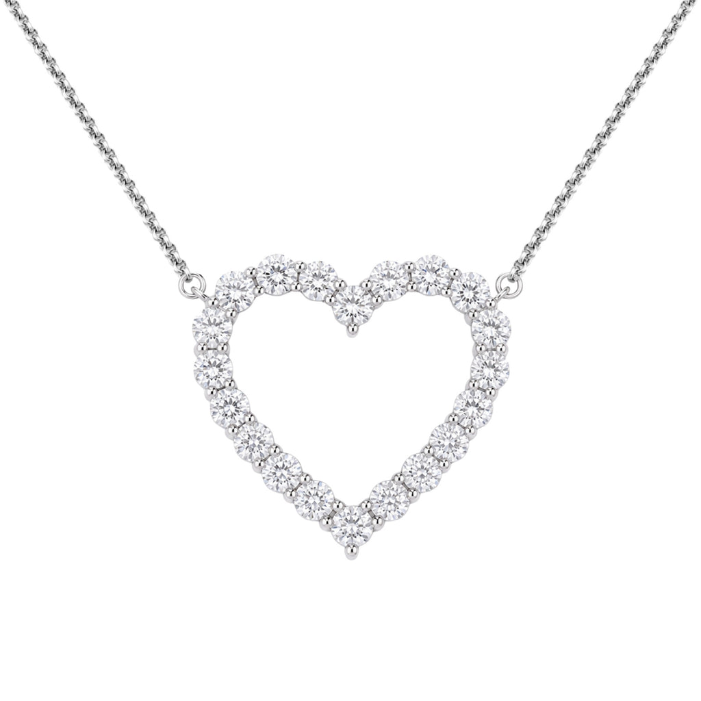 Diamonair Lab Grown Diamond (F/VS+) 3.00 carat Round cut Sterling Silver Heart Pendant - Sterling Silver | Gold over Silver