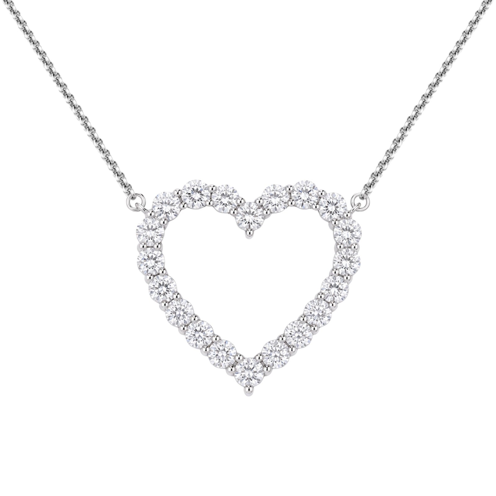 Diamonair Lab Grown Diamond (F/VS+) 3.00 carat Round cut Sterling Silver Heart Pendant - Sterling Silver | Gold over Silver
