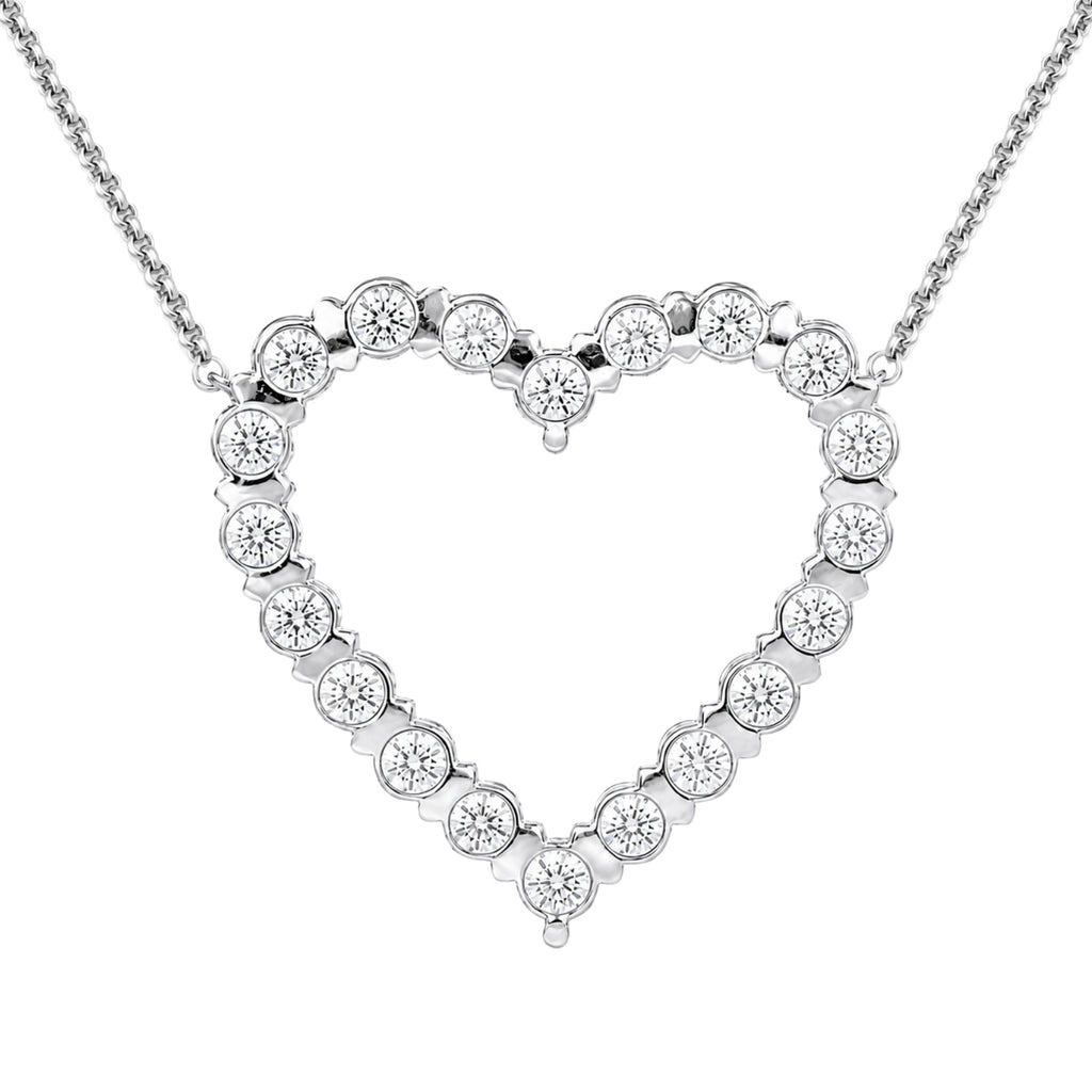 Diamonair Lab Grown Diamond (F/VS+) 3.00 carat Round cut Sterling Silver Heart Pendant - Sterling Silver | Gold over Silver