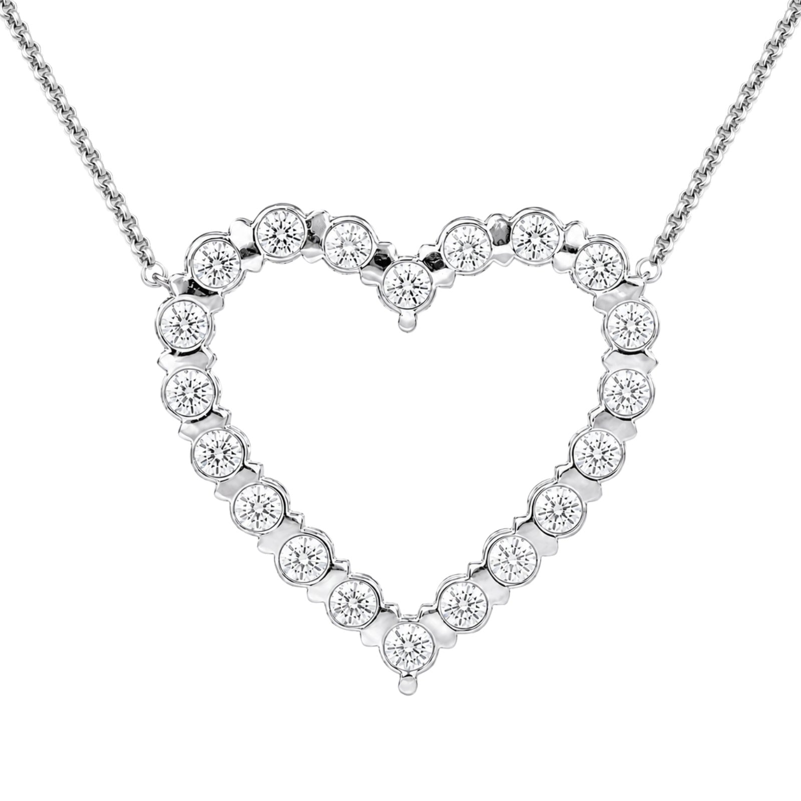 Diamonair Lab Grown Diamond (F/VS+) 3.00 carat Round cut Sterling Silver Heart Pendant - Sterling Silver | Gold over Silver