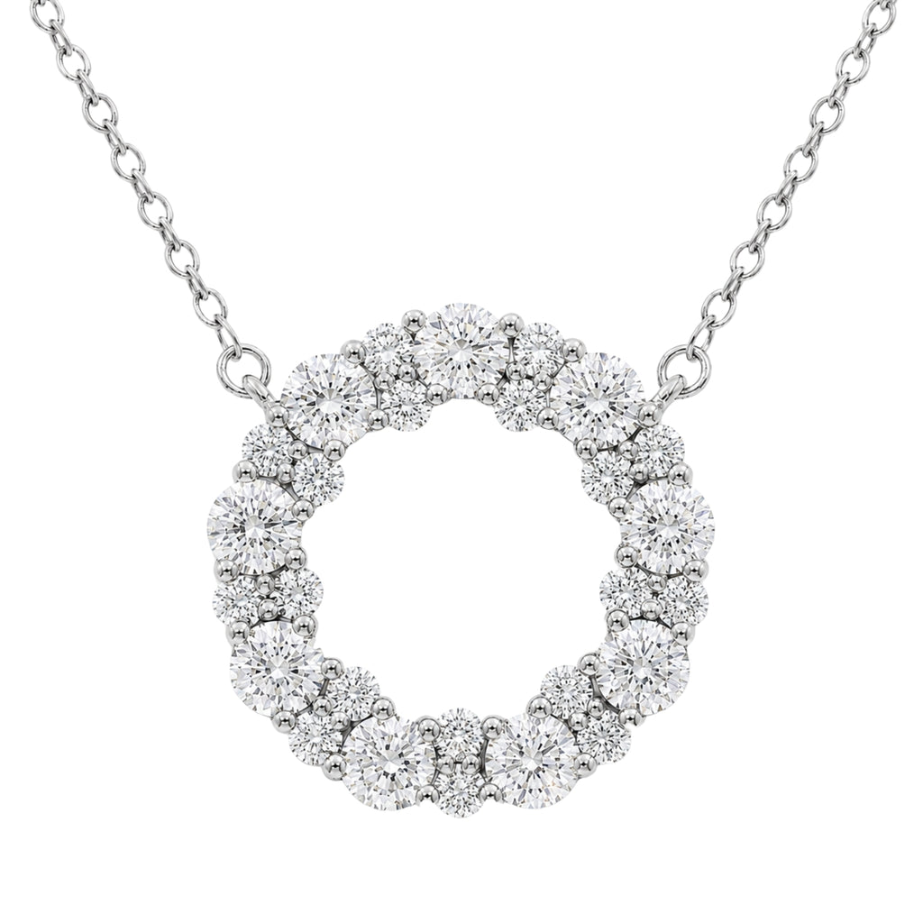Diamonair Lab Grown Diamond (F/VS+) 2.00 carat Round cut Sterling Silver Circle Pendant - Sterling Silver | Gold over Silver