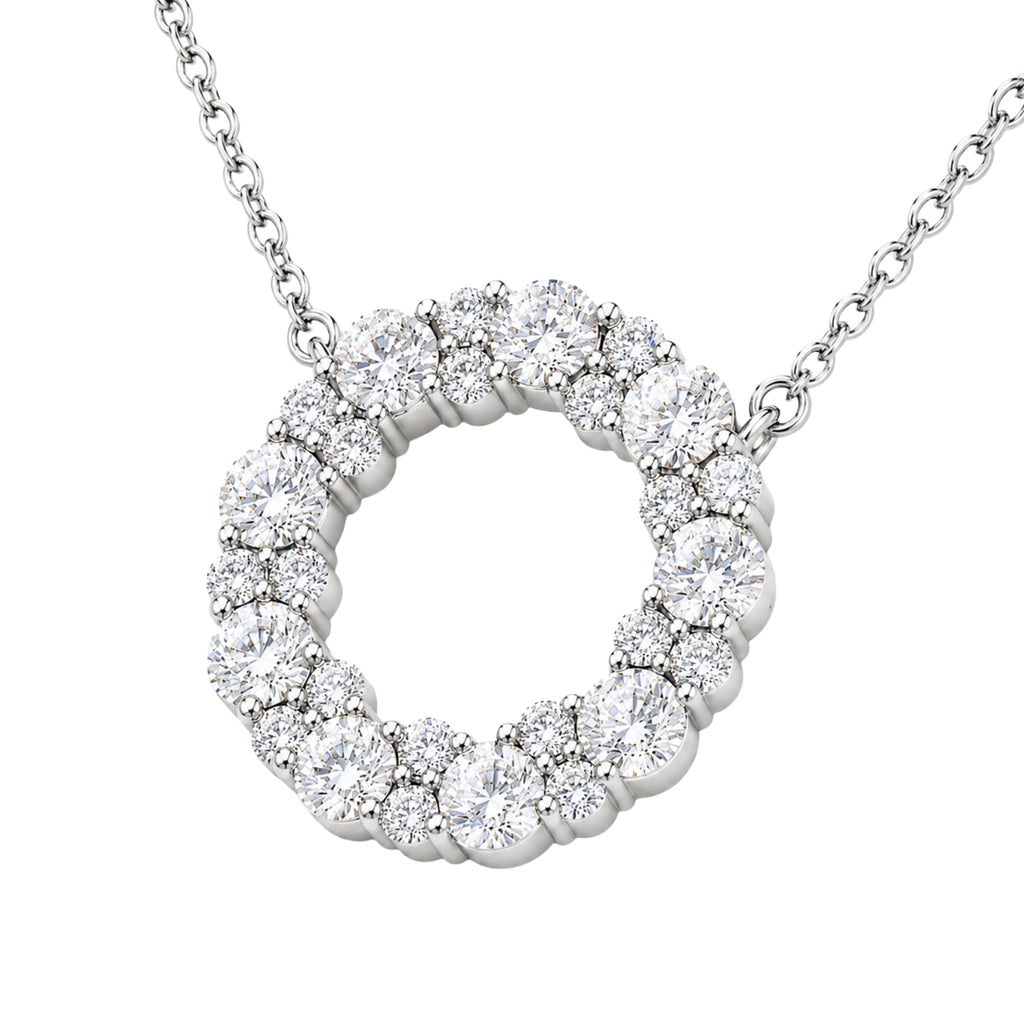 Diamonair Lab Grown Diamond (F/VS+) 2.00 carat Round cut Sterling Silver Circle Pendant - Sterling Silver | Gold over Silver