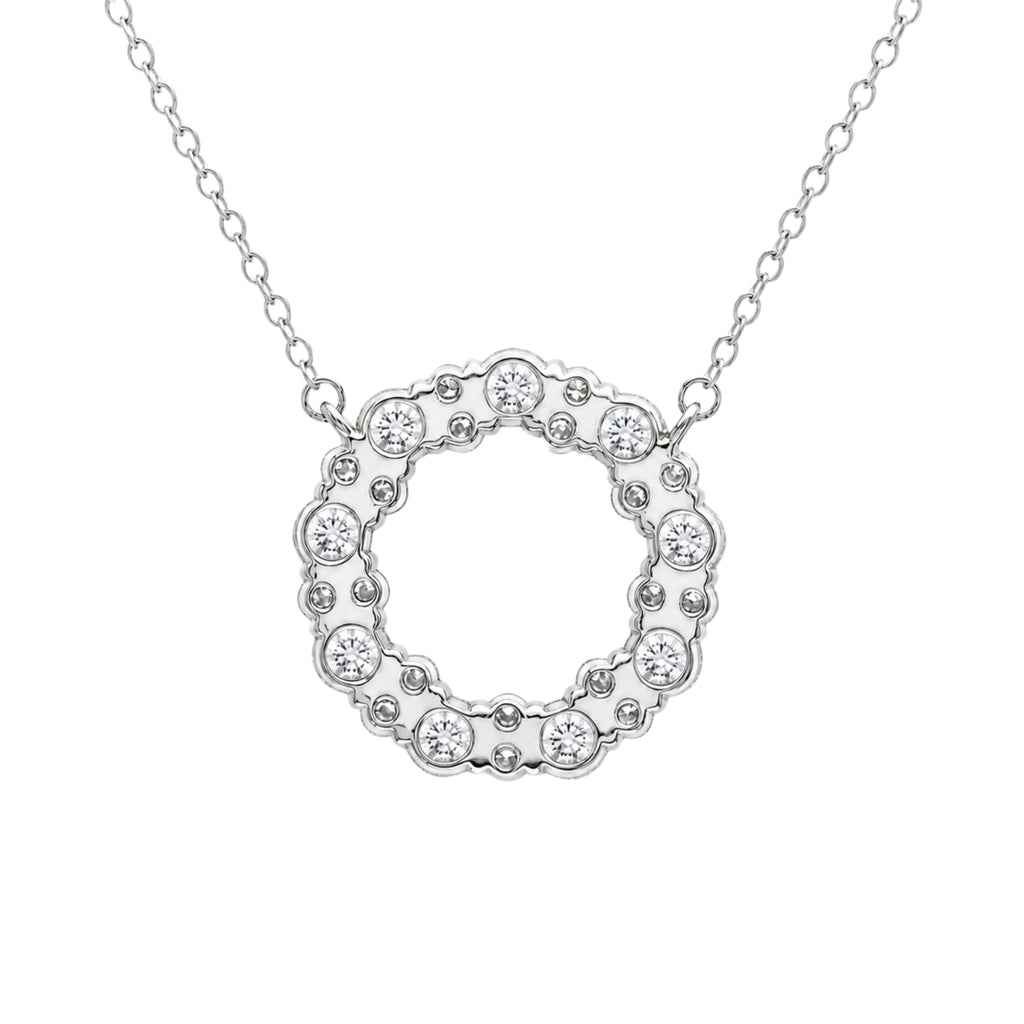 Diamonair Lab Grown Diamond (F/VS+) 2.00 carat Round cut Sterling Silver Circle Pendant - Sterling Silver | Gold over Silver