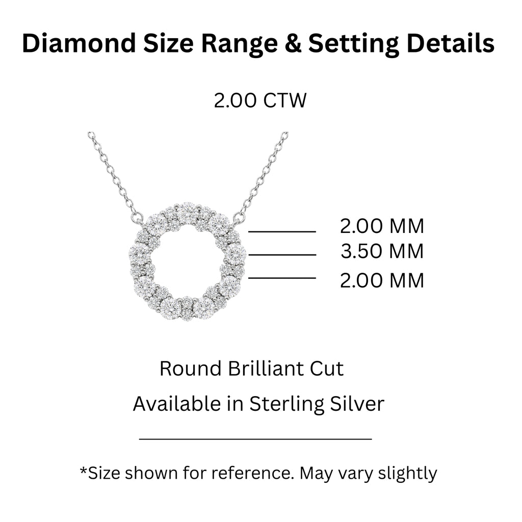 Diamonair Lab Grown Diamond (F/VS+) 2.00 carat Round cut Sterling Silver Circle Pendant - Sterling Silver | Gold over Silver