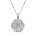Diamonair Lab Grown Diamond (F/VS+) 3.00 carat Round cut Sterling Silver Cluster Pendant - Sterling Silver | Gold over Silver