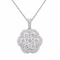 Diamonair Lab Grown Diamond (F/VS+) 3.00 carat Round cut Sterling Silver Cluster Pendant - Sterling Silver | Gold over Silver