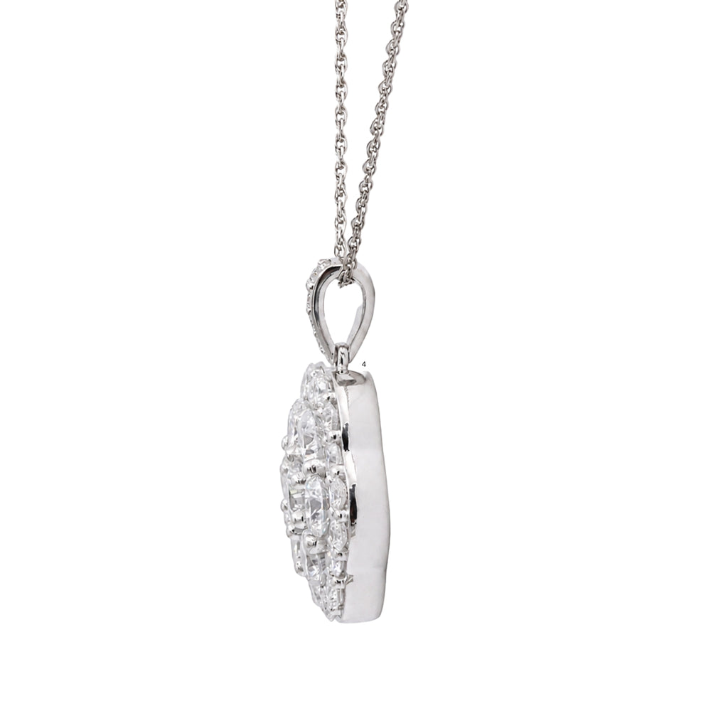 Diamonair Lab Grown Diamond (F/VS+) 3.00 carat Round cut Sterling Silver Cluster Pendant - Sterling Silver | Gold over Silver