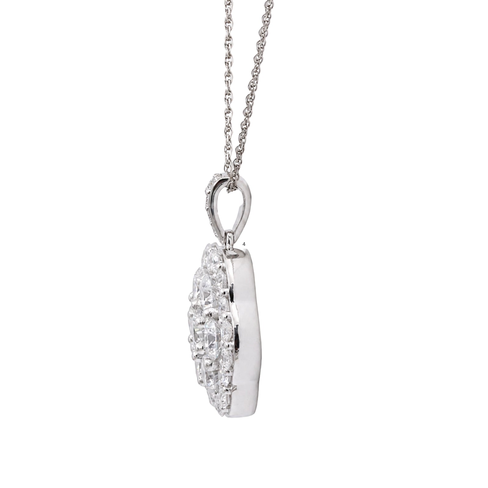 Diamonair Lab Grown Diamond (F/VS+) 3.00 carat Round cut Sterling Silver Cluster Pendant - Sterling Silver | Gold over Silver