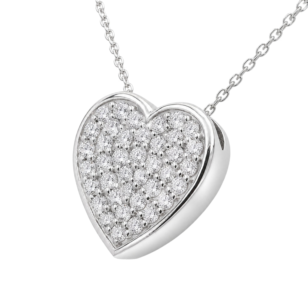 Diamonair Lab Grown Diamond (F/VS+) 1.00 carat Round cut Sterling Silver Heart Pendant - Sterling Silver
