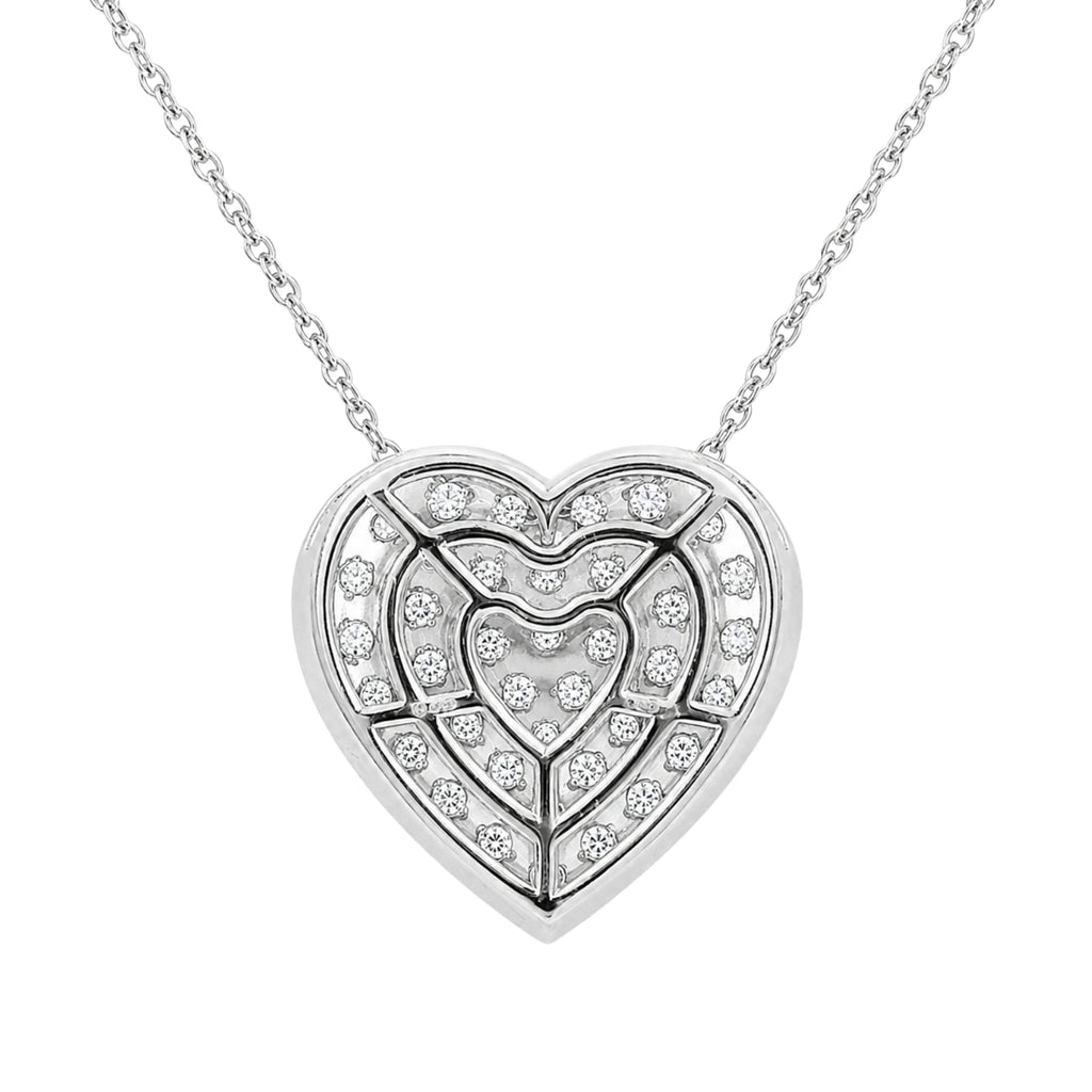 Diamonair Lab Grown Diamond (F/VS+) 1.00 carat Round cut Sterling Silver Heart Pendant - Sterling Silver