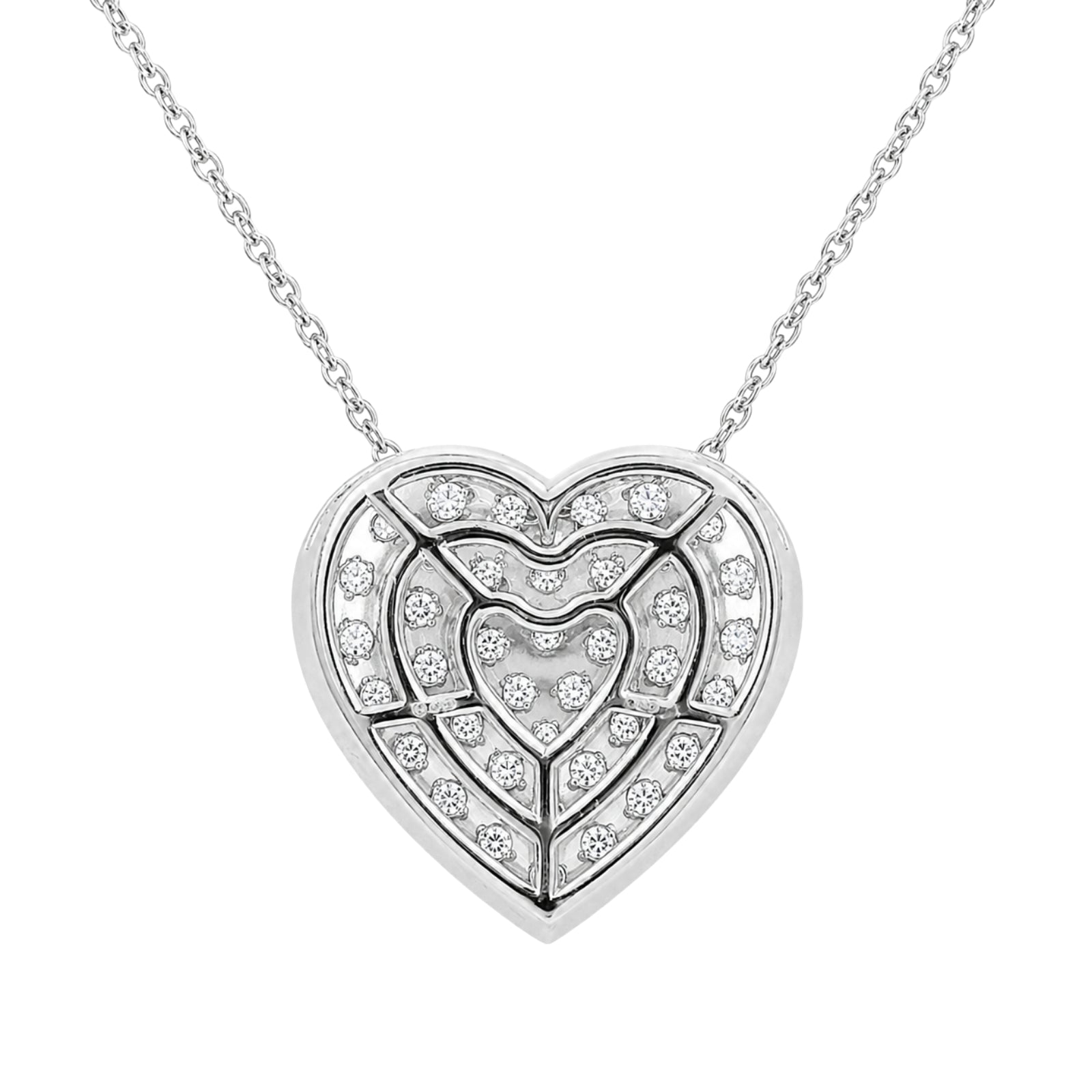 Diamonair Lab Grown Diamond (F/VS+) 1.00 carat Round cut Sterling Silver Heart Pendant - Sterling Silver
