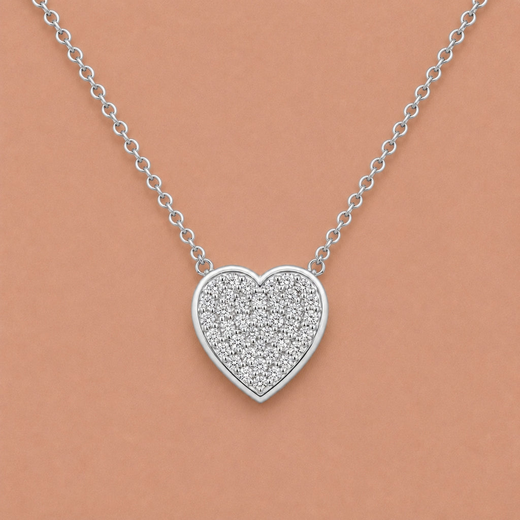 Diamonair Lab Grown Diamond (F/VS+) 1.00 carat Round cut Sterling Silver Heart Pendant - Sterling Silver
