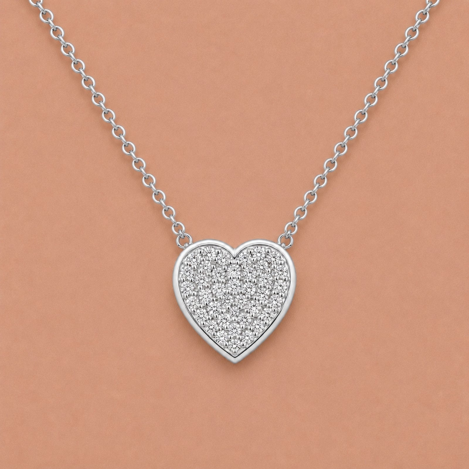 Diamonair Lab Grown Diamond (F/VS+) 1.00 carat Round cut Sterling Silver Heart Pendant - Sterling Silver