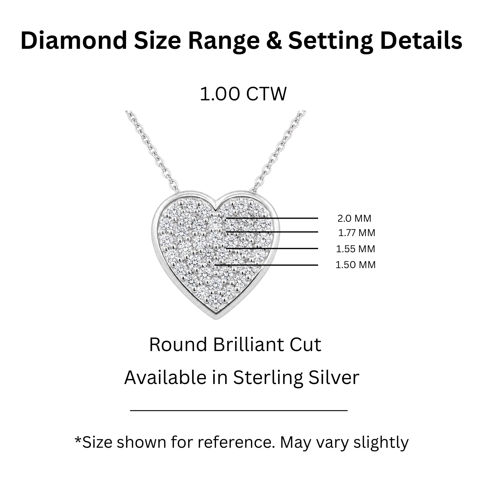 Diamonair Lab Grown Diamond (F/VS+) 1.00 carat Round cut Sterling Silver Heart Pendant - Sterling Silver