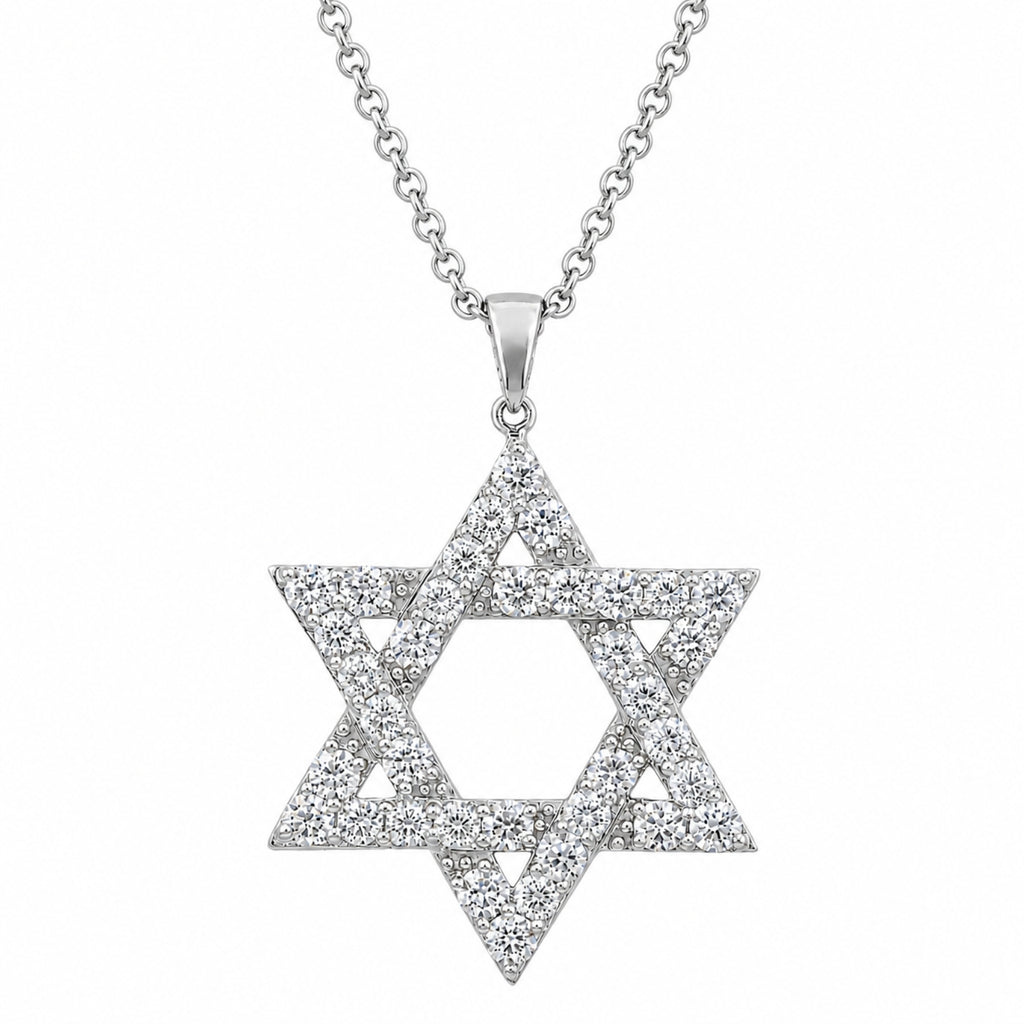 Diamonair Lab Grown Diamond (F/VS+) 2.00 carat Round cut Sterling Silver Star Pendant - Sterling Silver | Gold over Silver