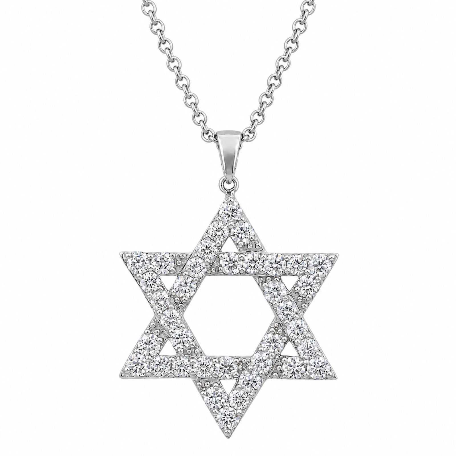 Diamonair Lab Grown Diamond (F/VS+) 2.00 carat Round cut Sterling Silver Star Pendant - Sterling Silver | Gold over Silver
