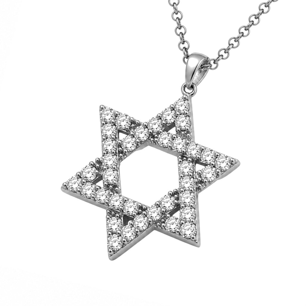 Diamonair Lab Grown Diamond (F/VS+) 2.00 carat Round cut Sterling Silver Star Pendant - Sterling Silver | Gold over Silver