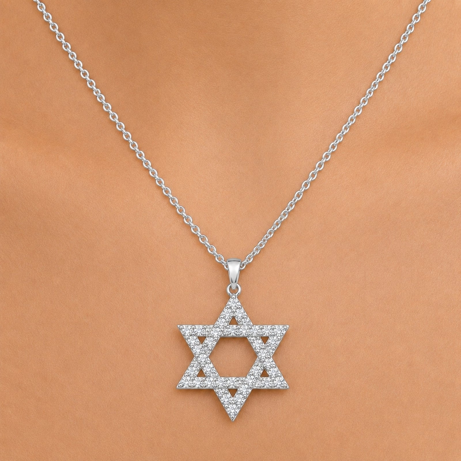 Diamonair Lab Grown Diamond (F/VS+) 2.00 carat Round cut Sterling Silver Star Pendant - Sterling Silver | Gold over Silver