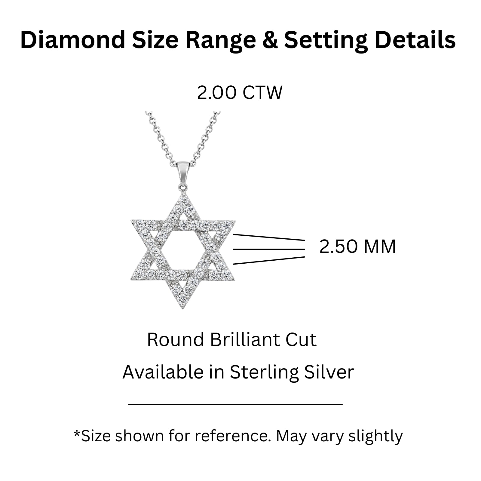 Diamonair Lab Grown Diamond (F/VS+) 2.00 carat Round cut Sterling Silver Star Pendant - Sterling Silver | Gold over Silver