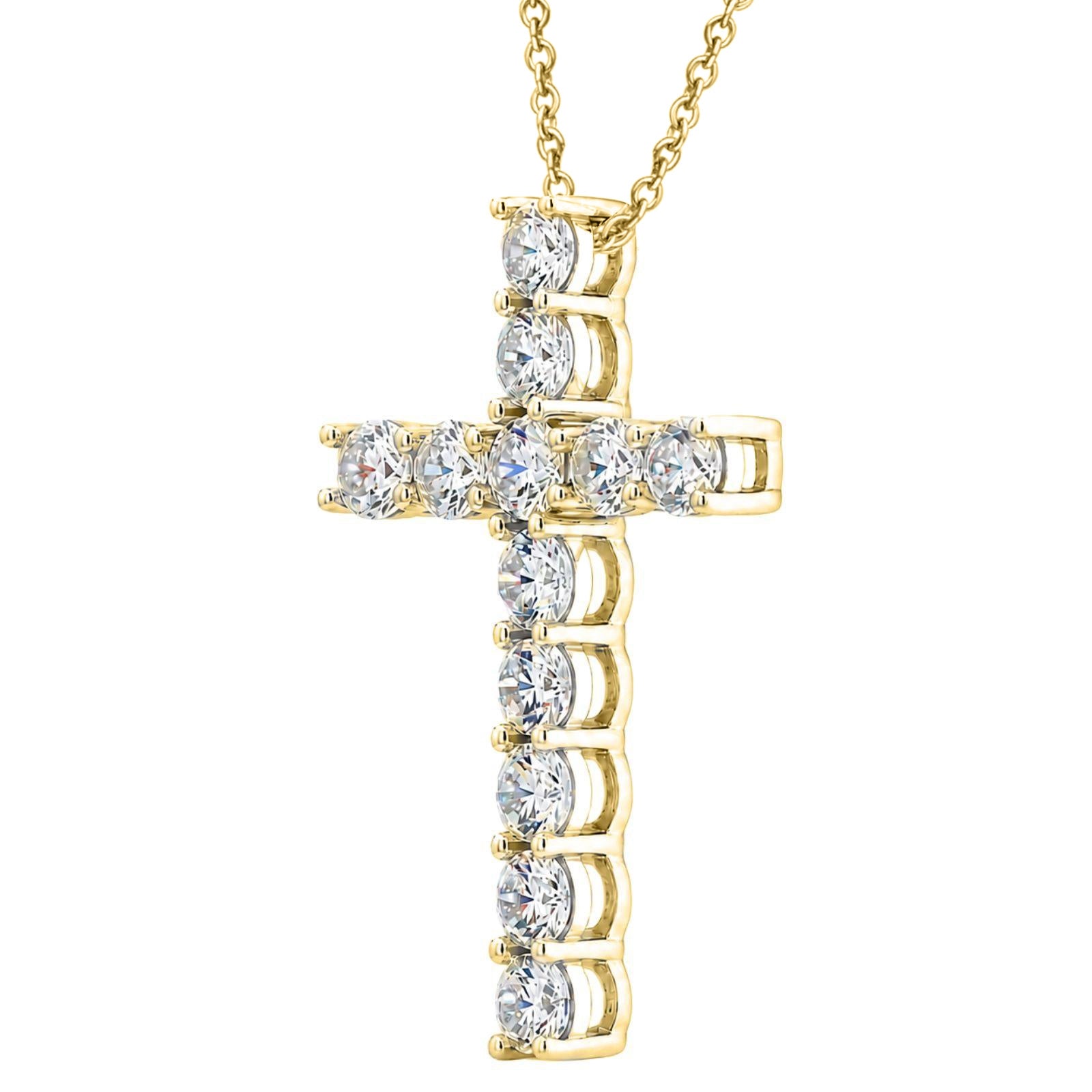 Diamonair Lab Grown Diamond (F/VS+) 1.00 carat Round cut Sterling Silver Cross Pendant - Sterling Silver | Gold over Silver