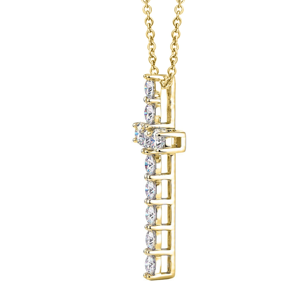 Diamonair Lab Grown Diamond (F/VS+) 1.00 carat Round cut Sterling Silver Cross Pendant - Sterling Silver | Gold over Silver