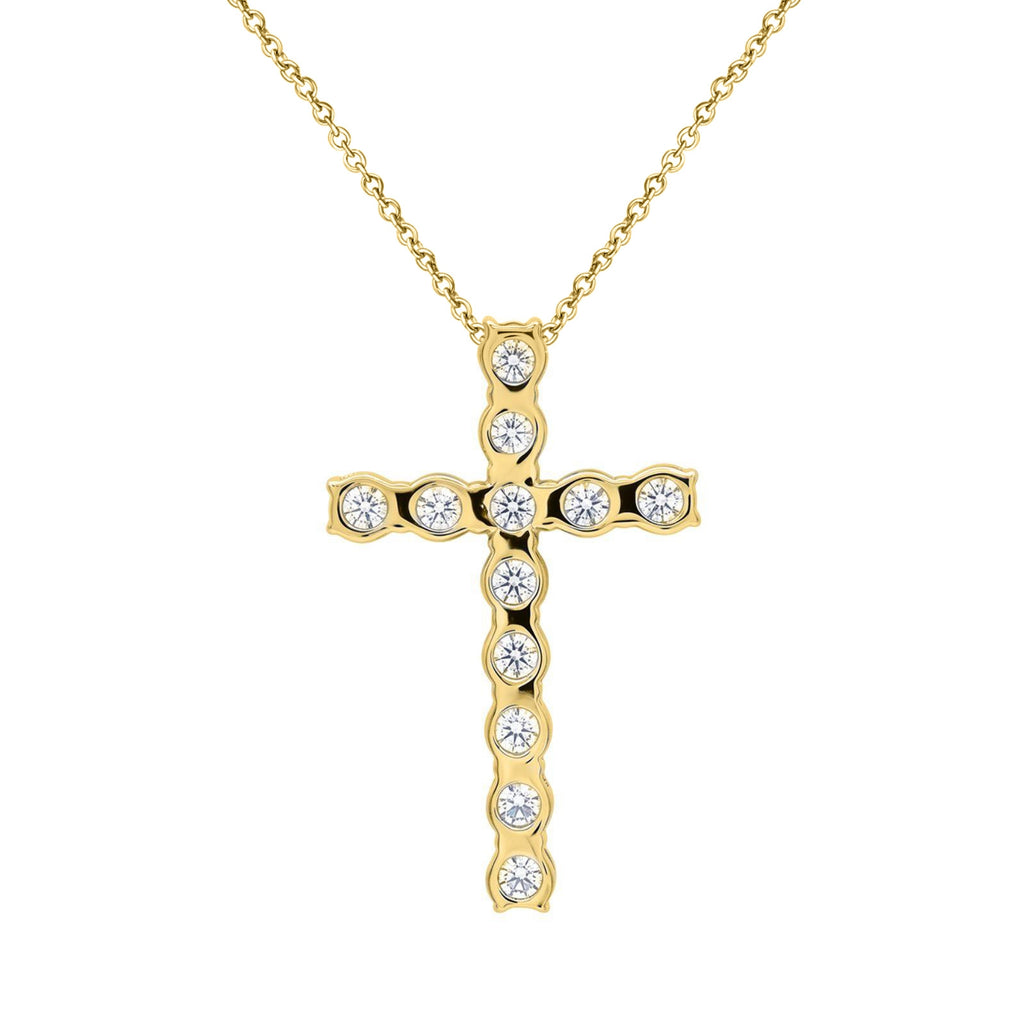 Diamonair Lab Grown Diamond (F/VS+) 1.00 carat Round cut Sterling Silver Cross Pendant - Sterling Silver | Gold over Silver