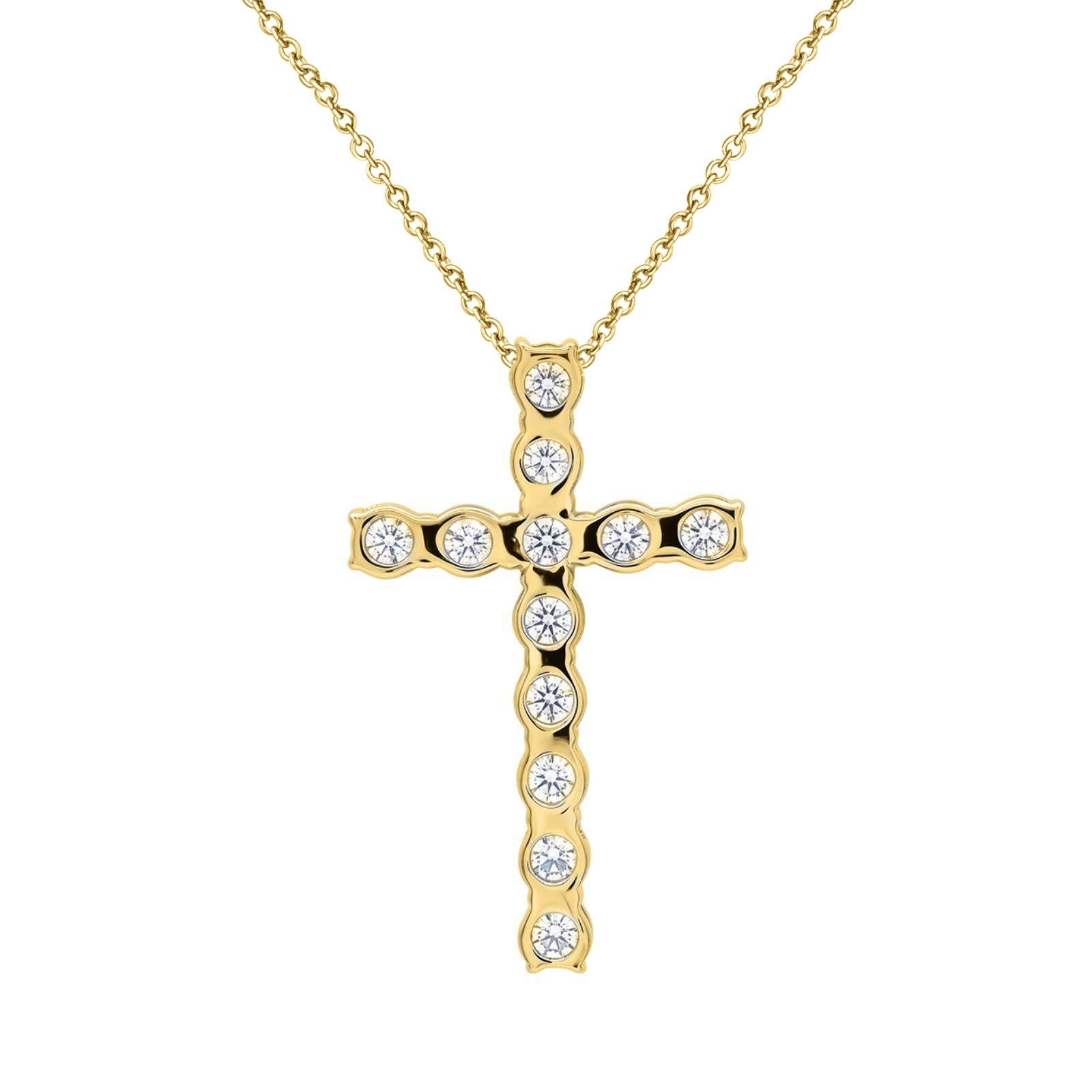Diamonair Lab Grown Diamond (F/VS+) 1.00 carat Round cut Sterling Silver Cross Pendant - Sterling Silver | Gold over Silver