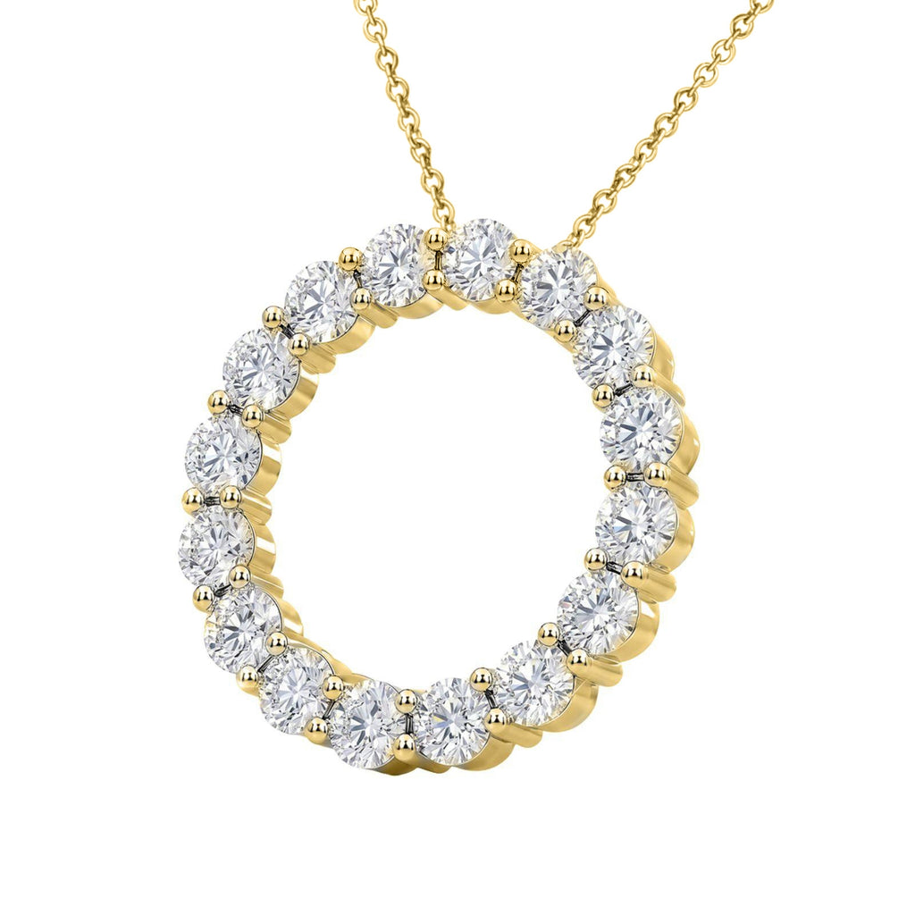 Diamonair Lab Grown Diamond (F/VS+) 1.00 carat Round cut Sterling Silver Circle Pendant - Sterling Silver | Gold over Silver