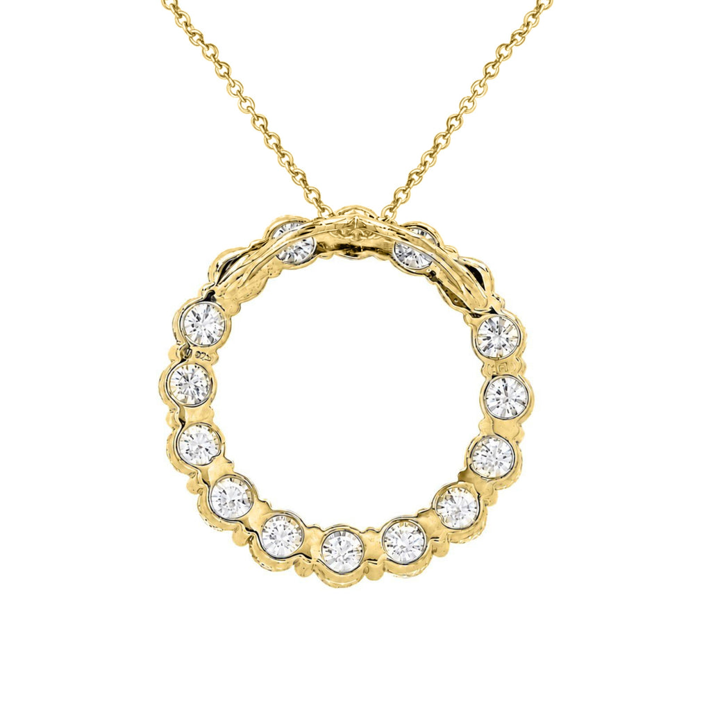 Diamonair Lab Grown Diamond (F/VS+) 1.00 carat Round cut Sterling Silver Circle Pendant - Sterling Silver | Gold over Silver