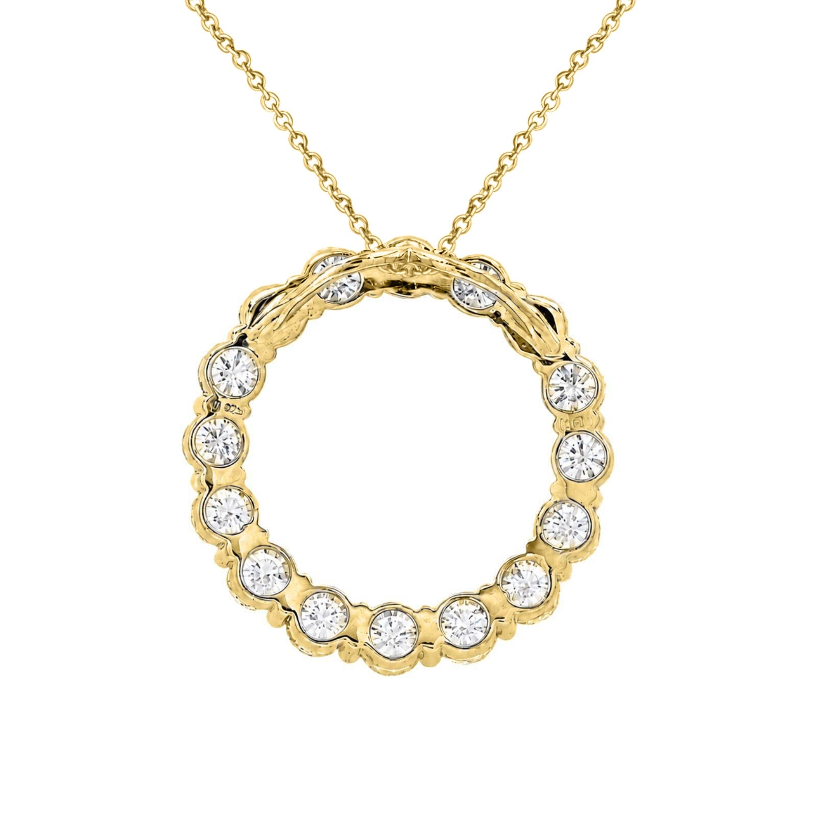 Diamonair Lab Grown Diamond (F/VS+) 1.00 carat Round cut Sterling Silver Circle Pendant - Sterling Silver | Gold over Silver