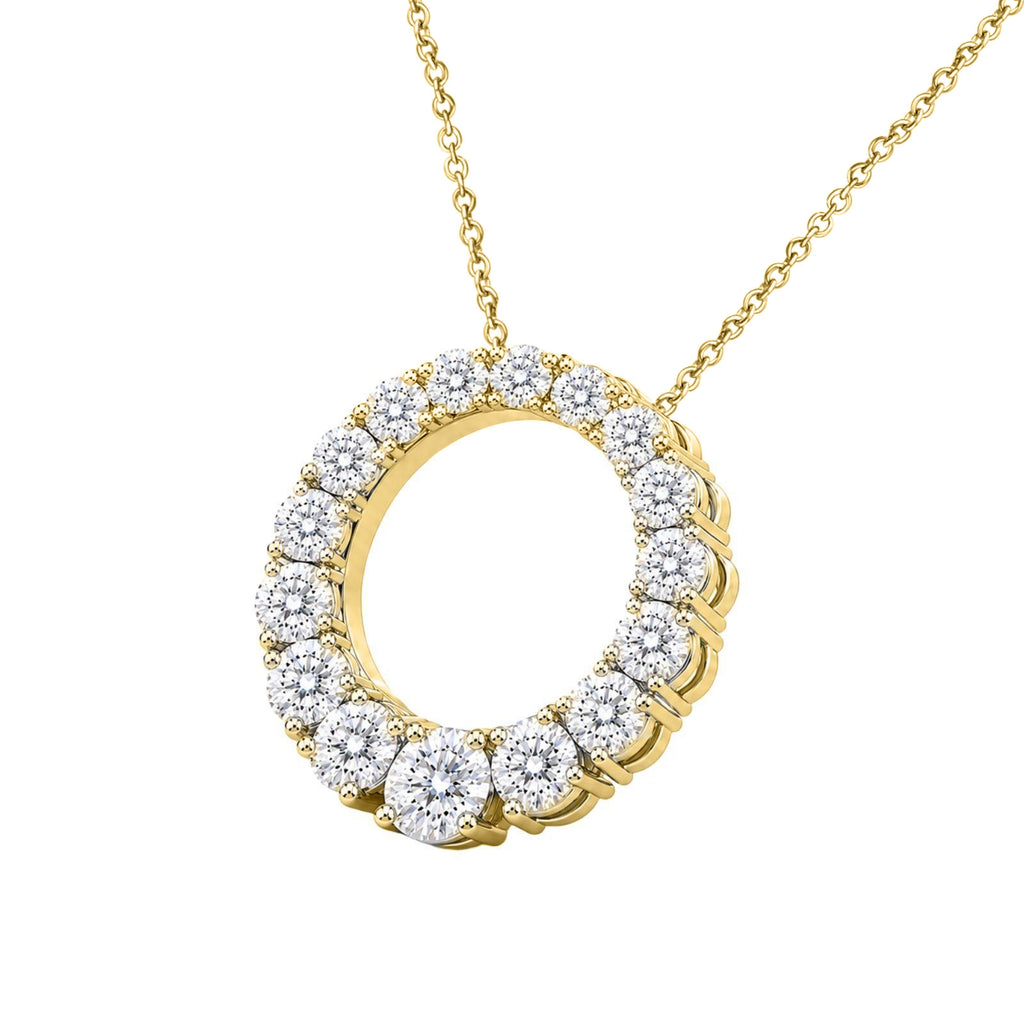 Diamonair Lab Grown Diamond (F/VS+) 2.00 carat Round cut Sterling Silver Circle Pendant - Sterling Silver | Gold over Silver