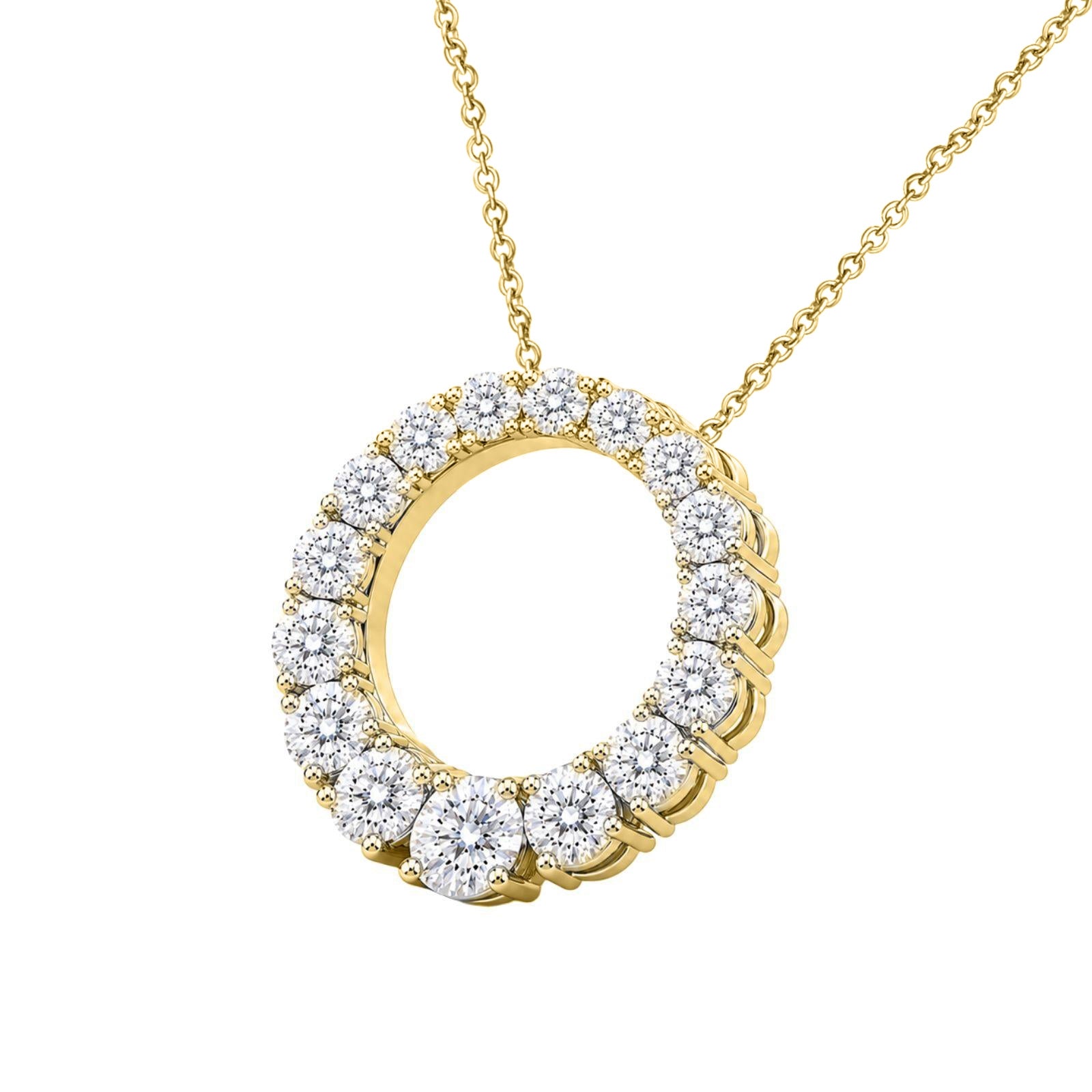 Diamonair Lab Grown Diamond (F/VS+) 2.00 carat Round cut Sterling Silver Circle Pendant - Sterling Silver | Gold over Silver