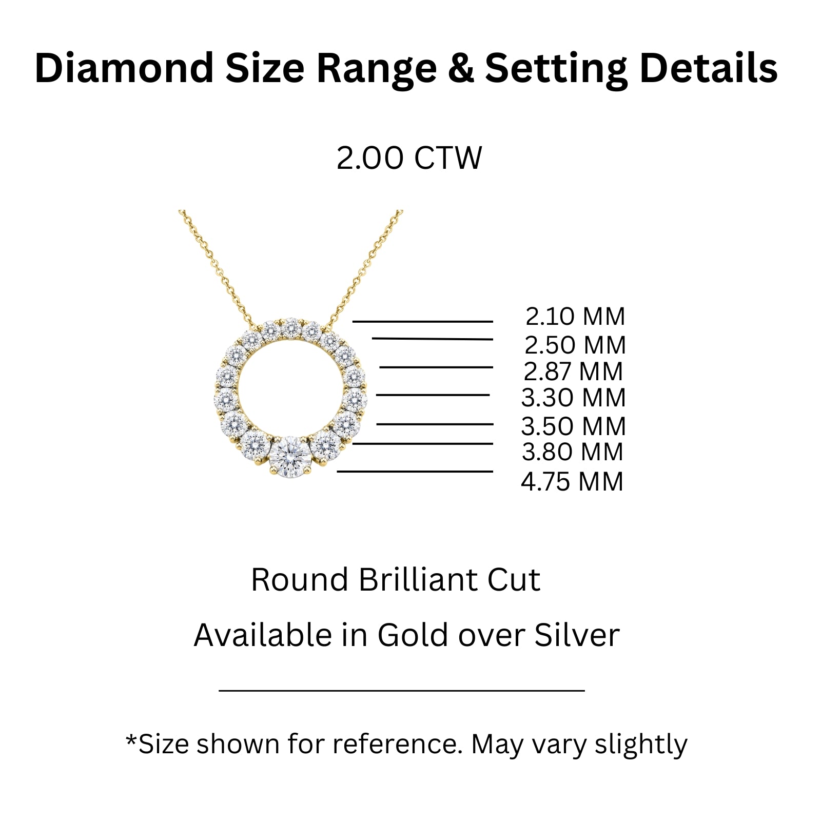 Diamonair Lab Grown Diamond (F/VS+) 2.00 carat Round cut Sterling Silver Circle Pendant - Sterling Silver | Gold over Silver
