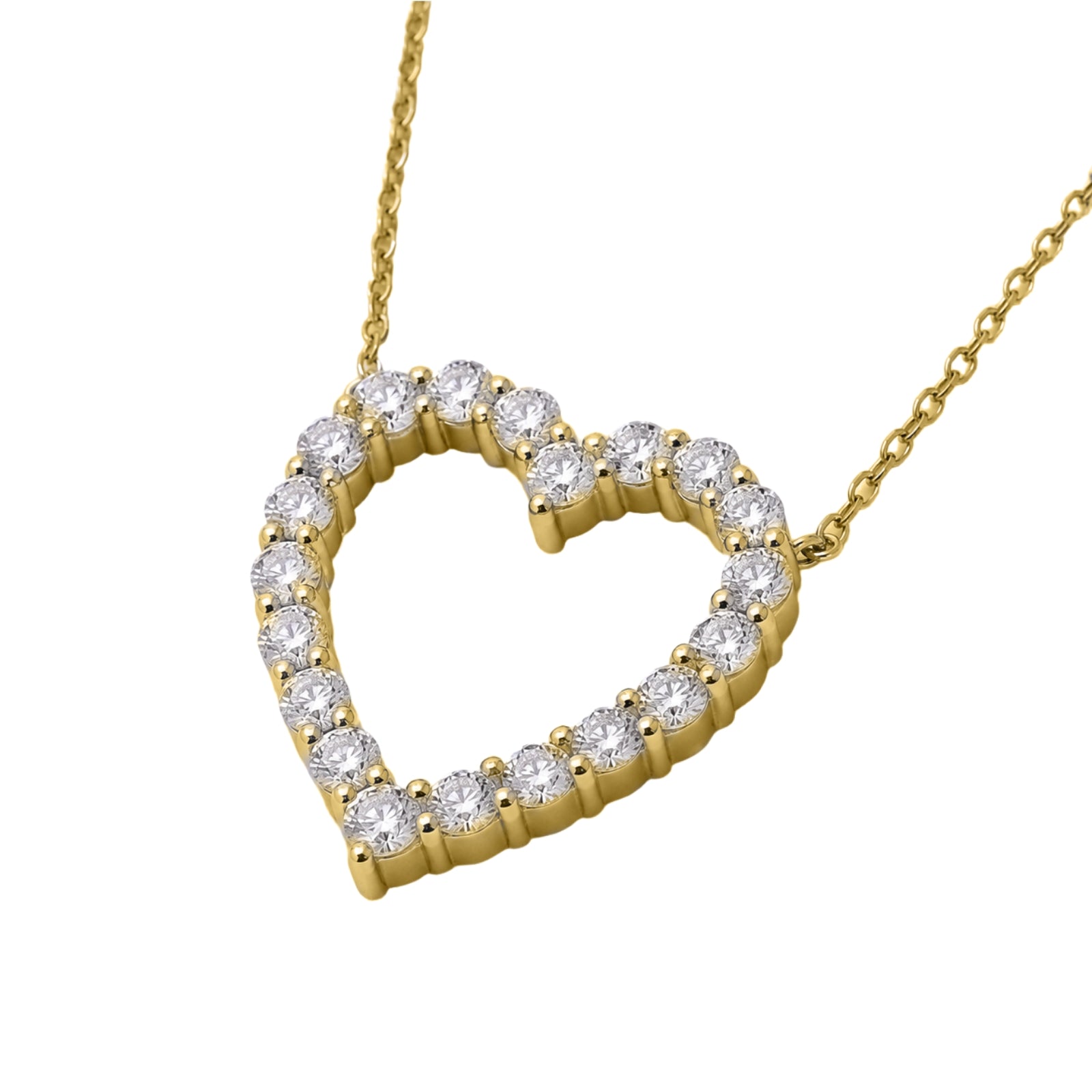 Diamonair Lab Grown Diamond (F/VS+) 2.00 carat Round cut Sterling Silver Heart Pendant - Sterling Silver | Gold over Silver
