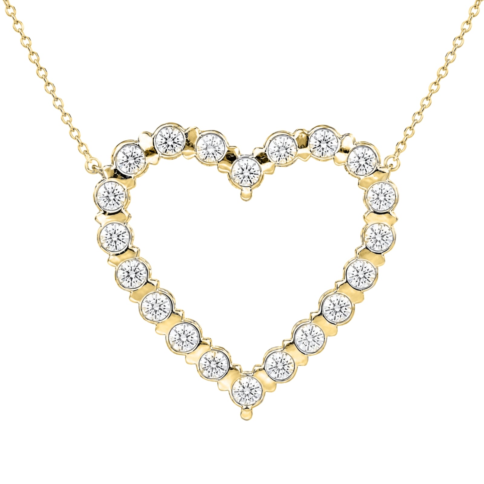 Diamonair Lab Grown Diamond (F/VS+) 2.00 carat Round cut Sterling Silver Heart Pendant - Sterling Silver | Gold over Silver