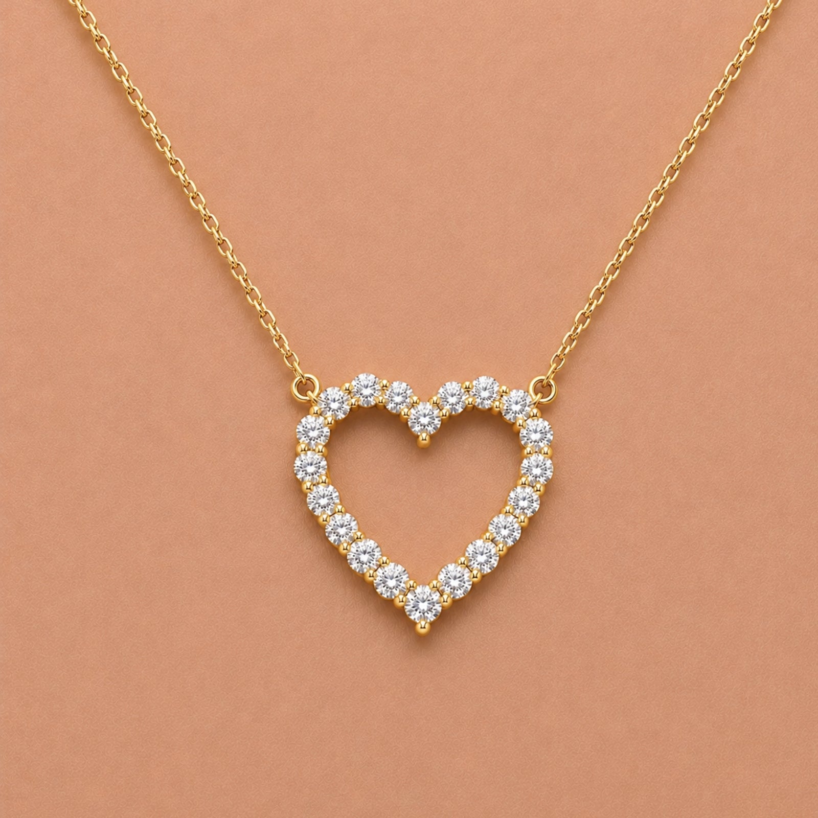 Diamonair Lab Grown Diamond (F/VS+) 2.00 carat Round cut Sterling Silver Heart Pendant - Sterling Silver | Gold over Silver