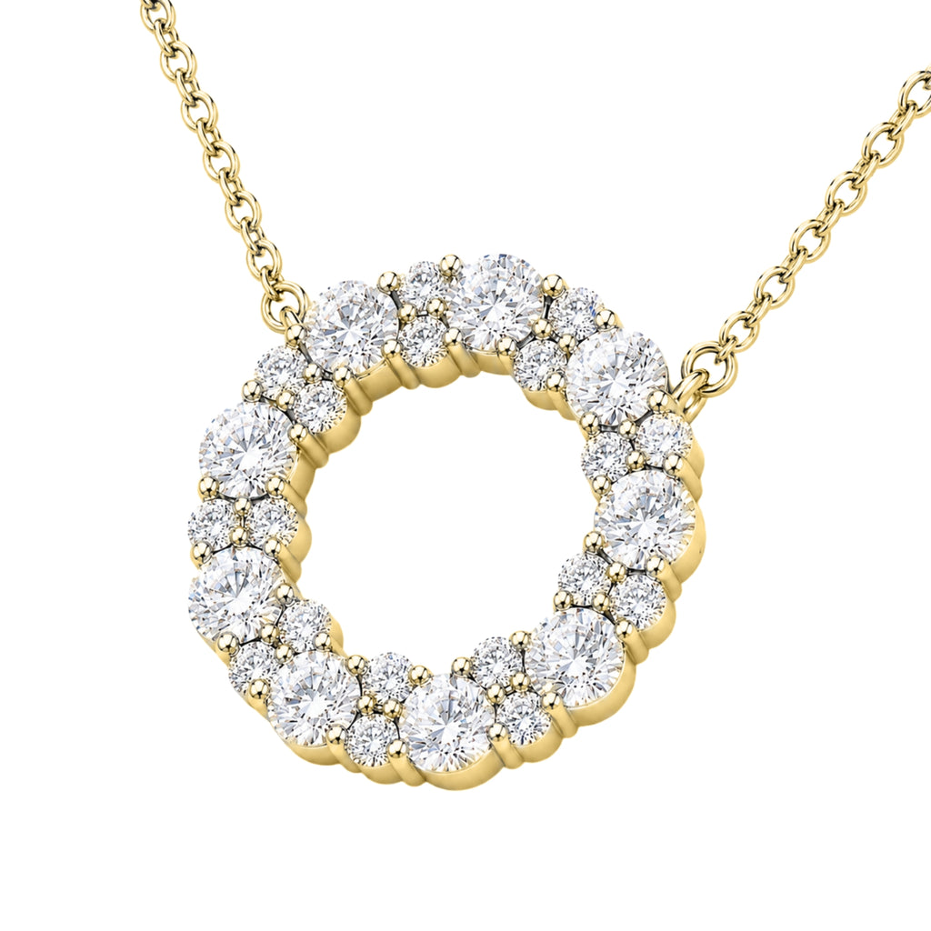 Diamonair Lab Grown Diamond (F/VS+) 2.00 carat Round cut Sterling Silver Circle Pendant - Sterling Silver | Gold over Silver