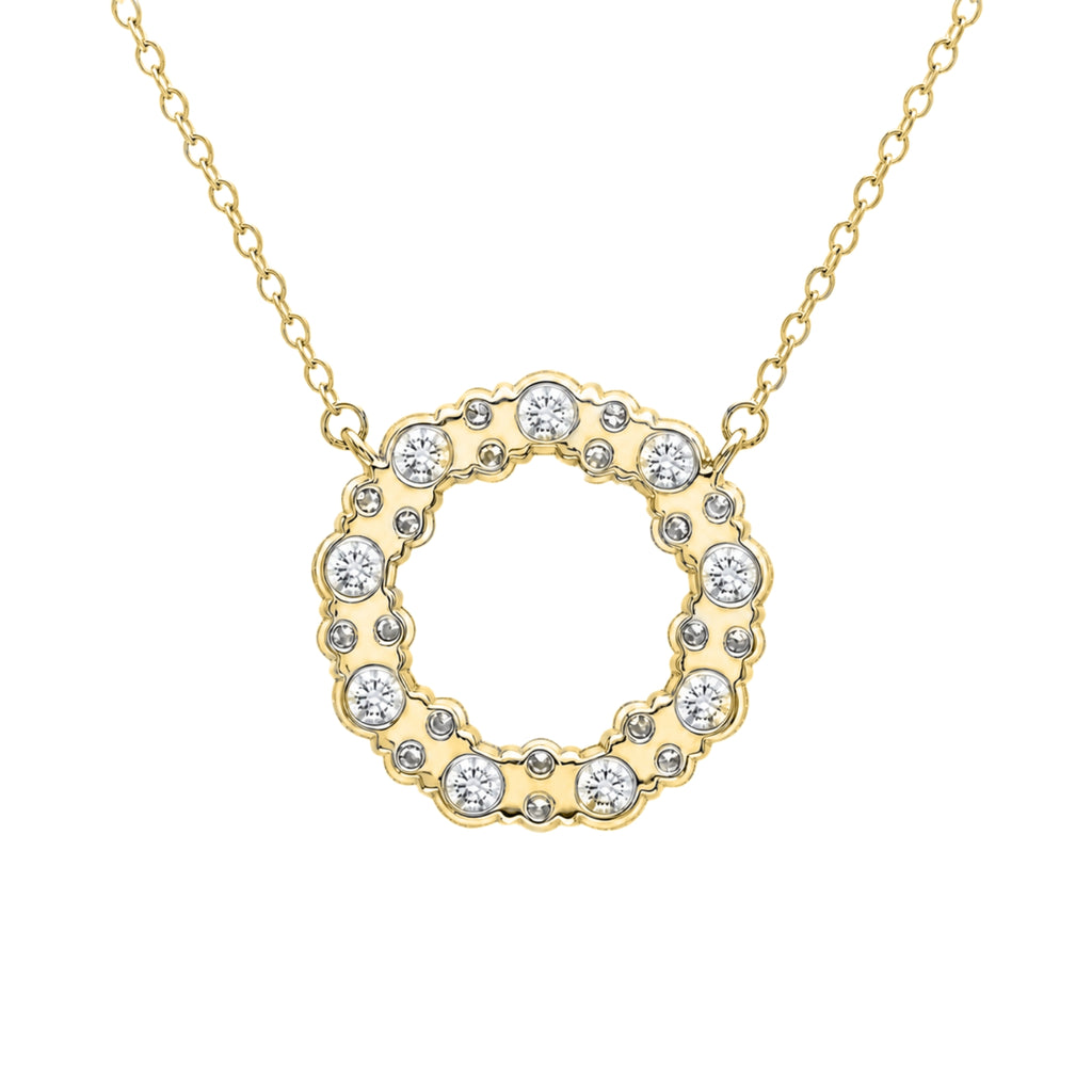 Diamonair Lab Grown Diamond (F/VS+) 2.00 carat Round cut Sterling Silver Circle Pendant - Sterling Silver | Gold over Silver