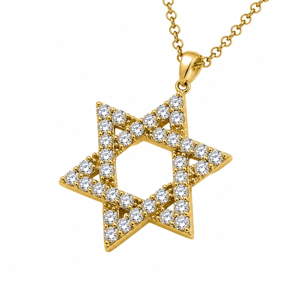 Diamonair Lab Grown Diamond (F/VS+) 2.00 carat Round cut Sterling Silver Star Pendant - Sterling Silver | Gold over Silver
