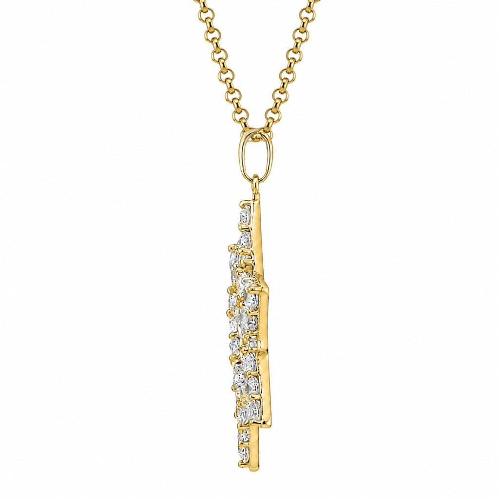 Diamonair Lab Grown Diamond (F/VS+) 2.00 carat Round cut Sterling Silver Star Pendant - Sterling Silver | Gold over Silver