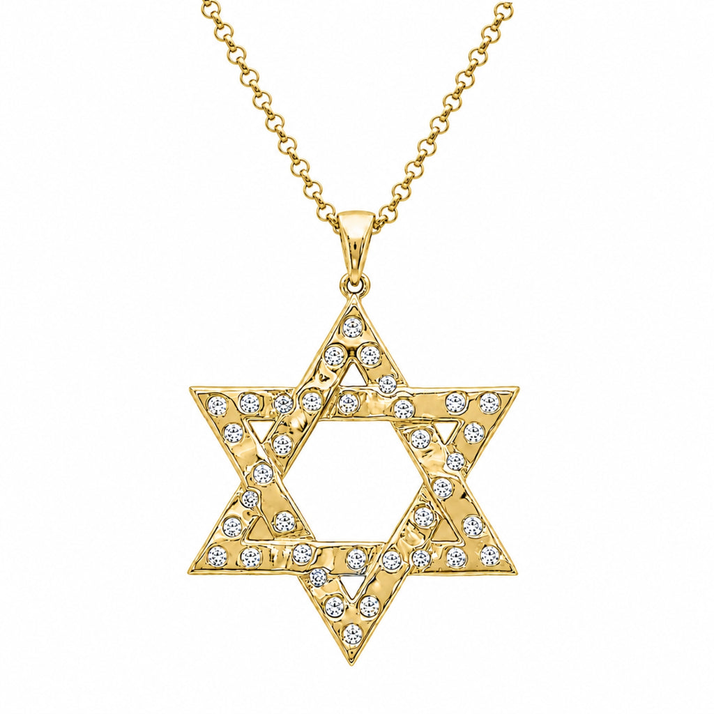 Diamonair Lab Grown Diamond (F/VS+) 2.00 carat Round cut Sterling Silver Star Pendant - Sterling Silver | Gold over Silver